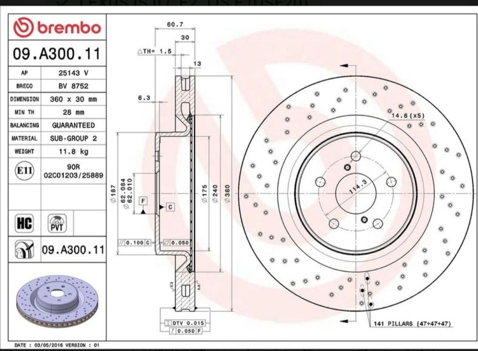 BREMBO  Спирачни дискове 360мм 5х114.3 2бр чисто нови