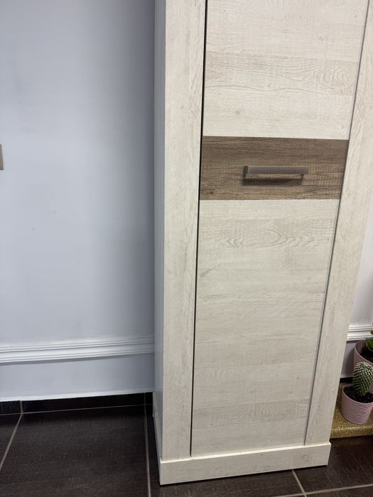 НАМАЛЕН Гардероб за антре/офис/хол - бял бор/античен дъб