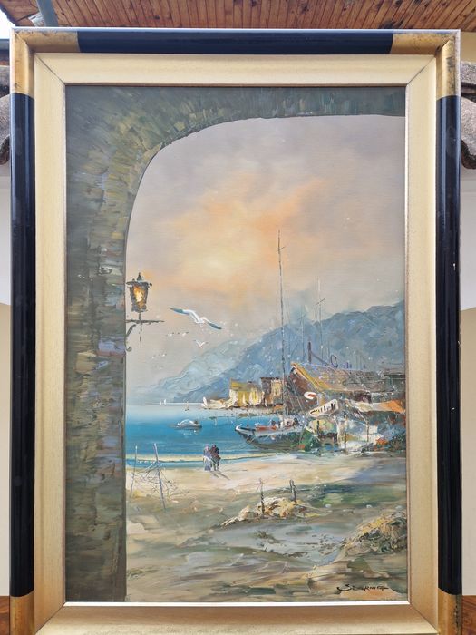 Уникална антикварна майсторска авторска картина масло платно