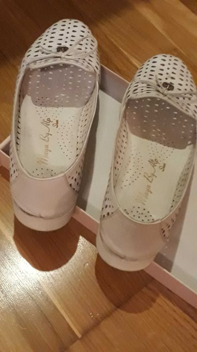 Balerini albi piele naturala 37