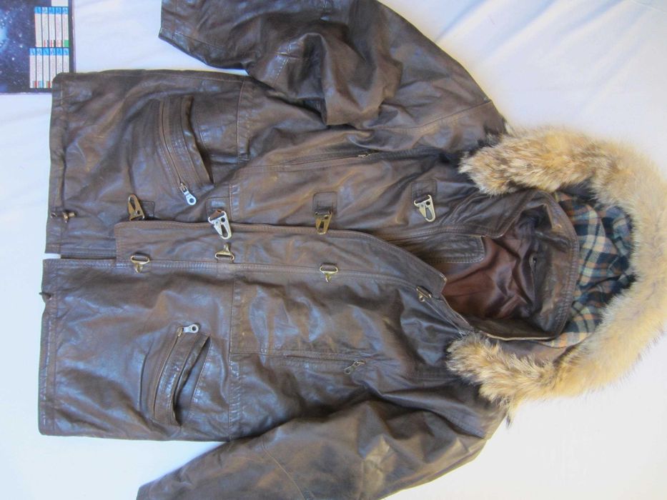 Geaca piele Paris Dakar,mas.54, produs artizanal, gluga, stare f.buna