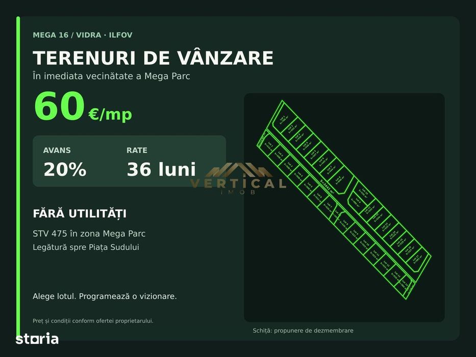 Teren Vidra – Mega Parc | 60 €/mp | Avans 20%, rate 36 luni