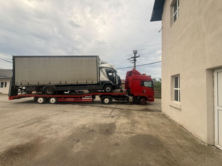 Platforma Transport Utilaje Grele Tractari Auto Recuperator Camioane Dube Trailer Buldoexcavatoare Tractoare Combine Microbuze Autoutilitare DEx12 A1