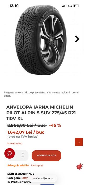 Anv NOI Iarna Range Rover/SPORT  MB G63 GLE  Michelin Alpin5 275 45 21