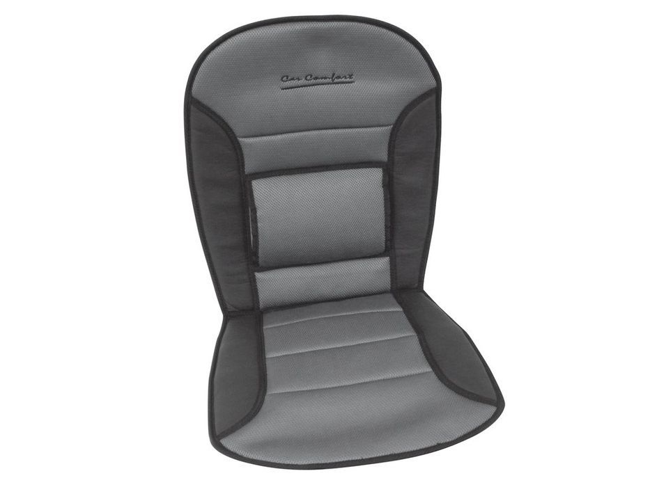 Husa scaun auto fata Carpoint Comfort gri/negru, cu suport lombar, compatibila cu airbag lateral si cotiere, 1 buc