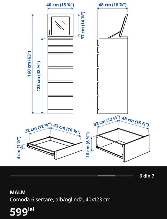 Comoda IKEA model MALM - 6 sertare