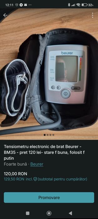 Tensiometru electronic de brat Beurer - BM35 - pret 120 lei- stare f b