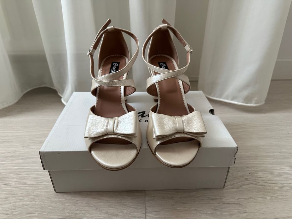 Pantofi mireasa sidef toc gros 8cm - Creative Shoes