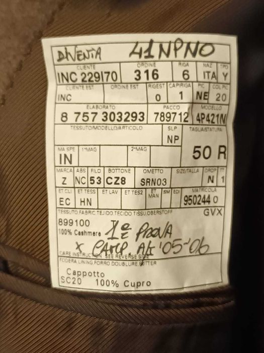 Palton Ermenegildo Zegna couture casmir 100 %.