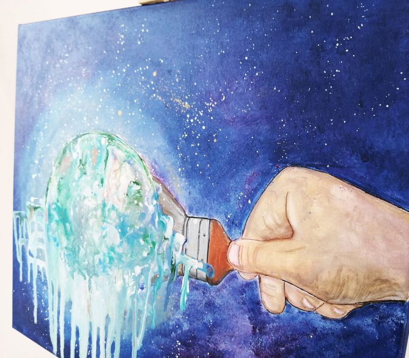 Tablou abstract pictat manual