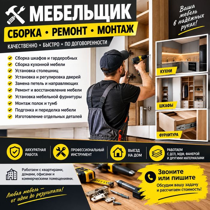 Мебельщик — сборка и ремонт

мебели