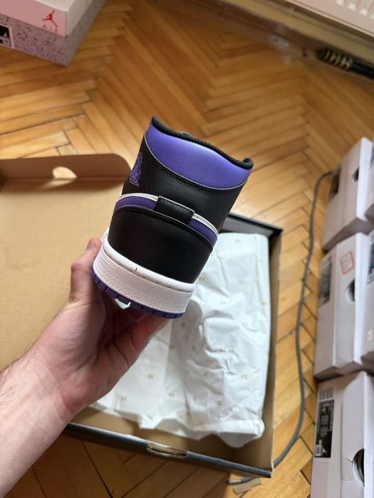 Jordan 1 Mid Black White Purple marimea 41 si 42