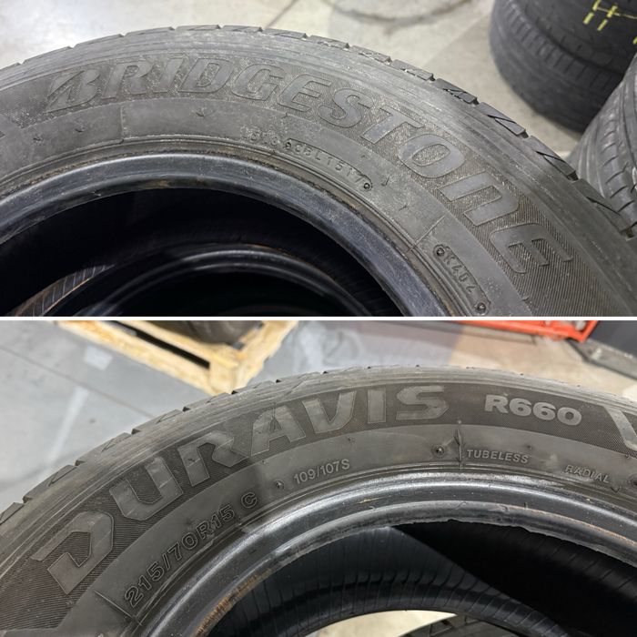 4бр. Отлични Товарни Гуми 215/70R/15C -BRIDGESTONE-DOT:0117- 8.3м+6.1м