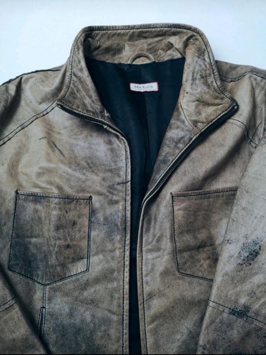 Jacheta Max&Co piele naturala cu efect distressed