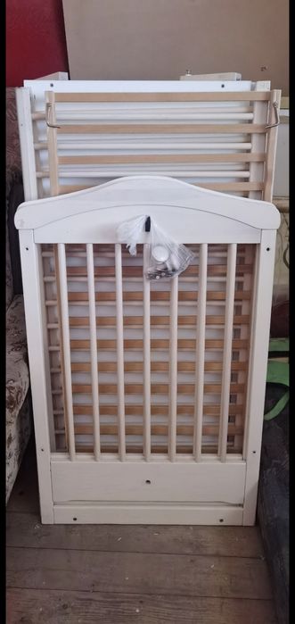 Pat Patut bebe bebelus 60x120 lemn alb sau maro demontat pt transport