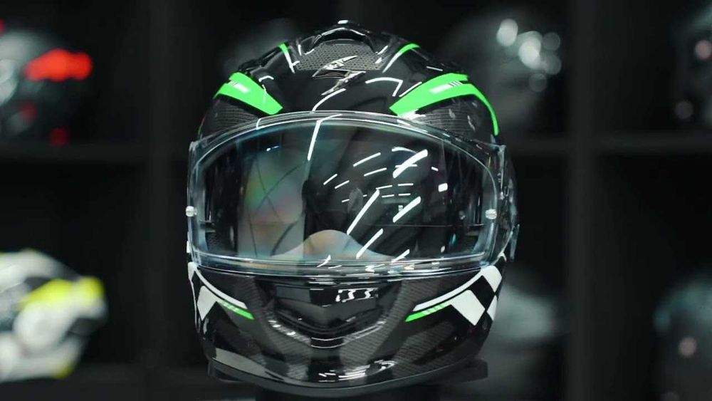 Мото каска  за мотор Scorpion EXO 491 KRIPTA  Black/Green ,очила!