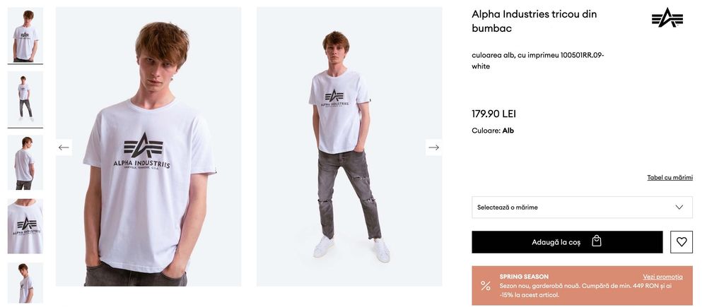 Tricou Alpha Industries marime M (stare nou)