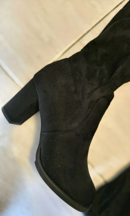 Cizme înalte din piele ecologică întoarsă