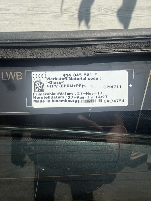 Задно стъкло за Audi A8 D5 (4N) Long Wheelbase (LWB) 2018+ 4N4845501E