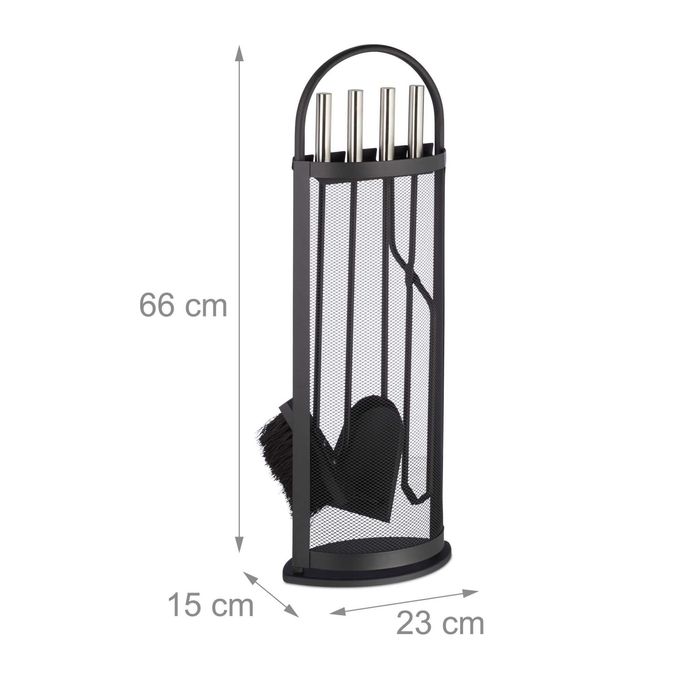 Set Modern Accesorii Semineu 5 Piese din Otel si Inox 66 x 23 x 15 cm