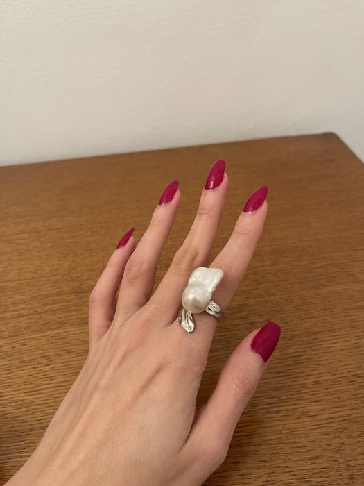 Inel 100% argint 925 cu perla imensa naturala baroque