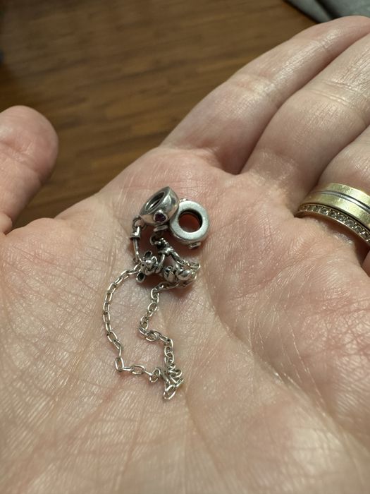 Bratara originala Pandora 21 cm cu 12 charmuri + lant de siguranta