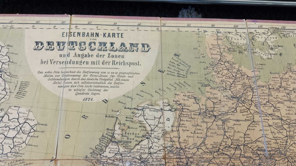 Harta "Eisenbahn-Karte von Deutschland" an 1874 - Germania