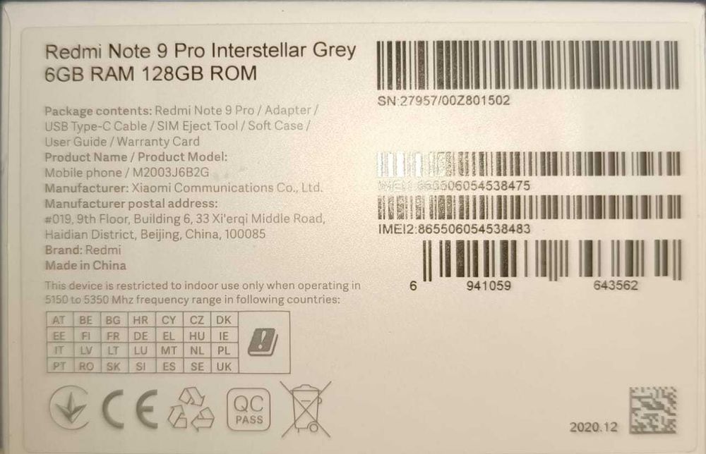 Xiaomi Redmi Note 9 Pro 6GB RAM 128GB