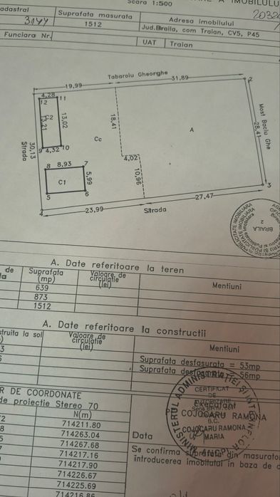 Vând teren intravilan în Traian sat, jud. Brăila