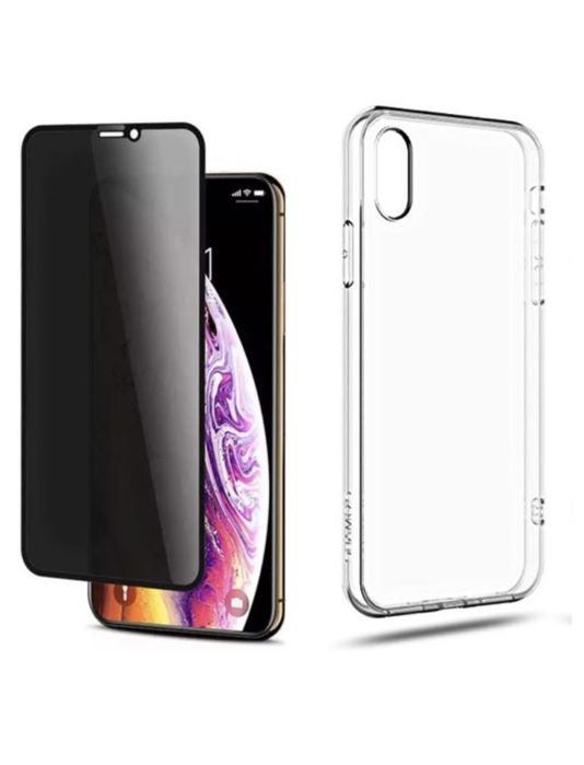 Iphone X XR XS MAX - Husa Tpu Soft Case + Folie Sticla Privacy 6D