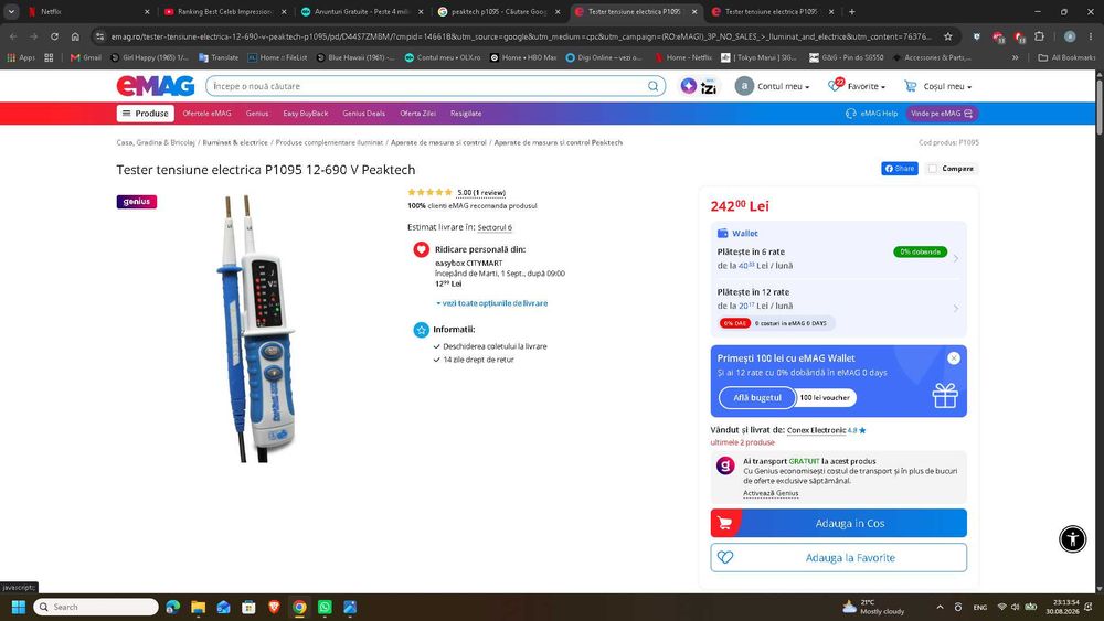 Multimetru/Tester tensiune electrica P1095 12-690 V Peaktech