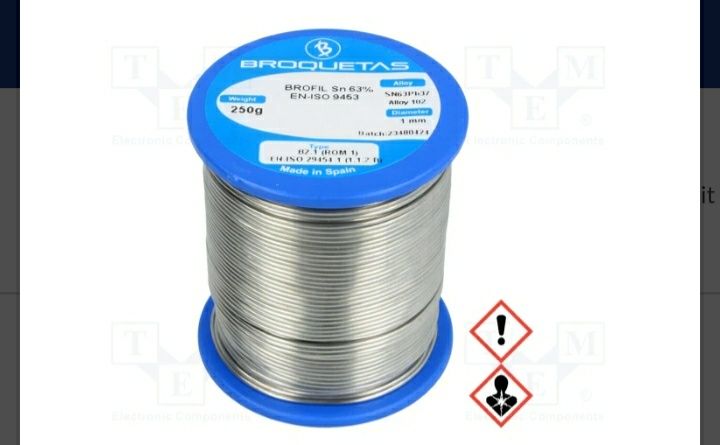 Fludor cu plumb, 1mm, 250g, Sn63Pb37, BROQUETAS BROFIL 63 B2.1 1.0MM 2