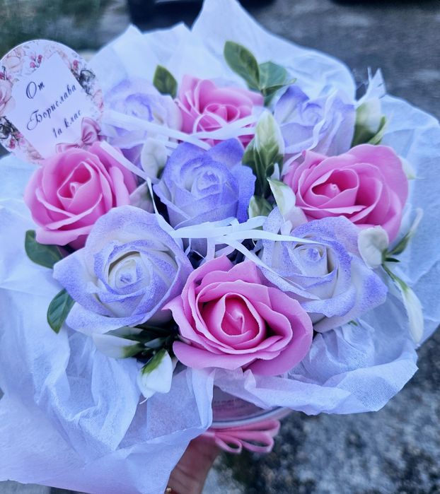 Букет  със сапунени рози