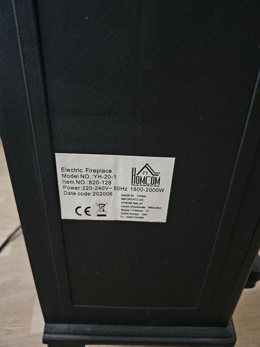 Șemineu electric HOMCOM 2000W, efect flacără, foarte puțin folosit