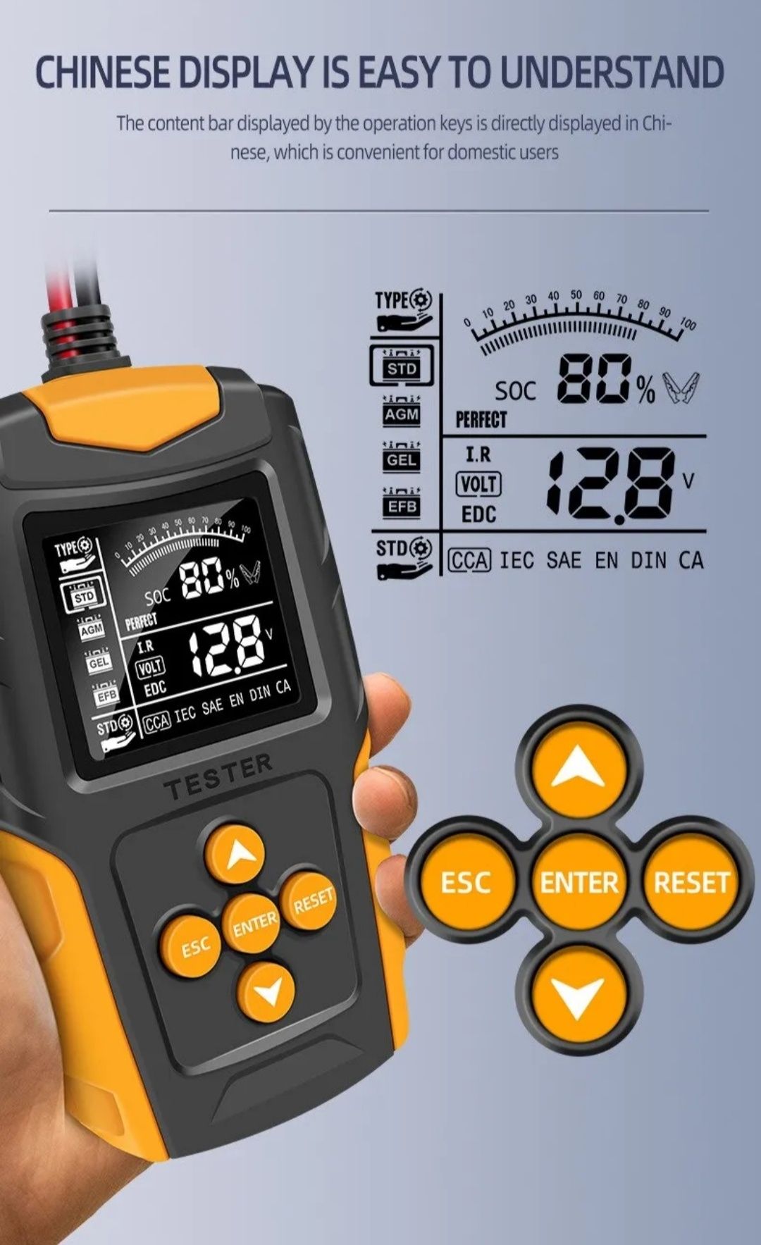 Тестер за акумулатор 12v / 24v проверка на акумулатор гр. Велико ...