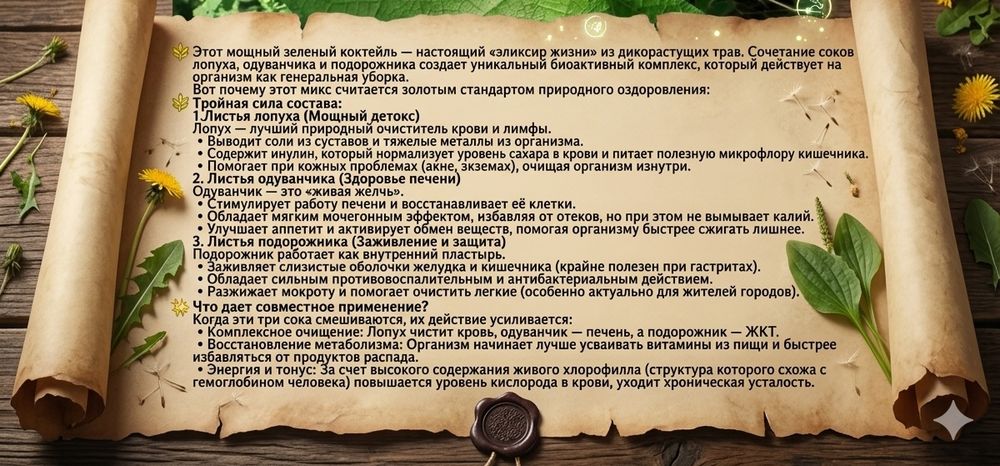 Сок лопух+одуванчик +подорожник