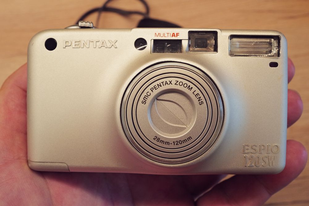 Aparat foto Pentax Espio 120SW MJU film point and shot TOP metalic