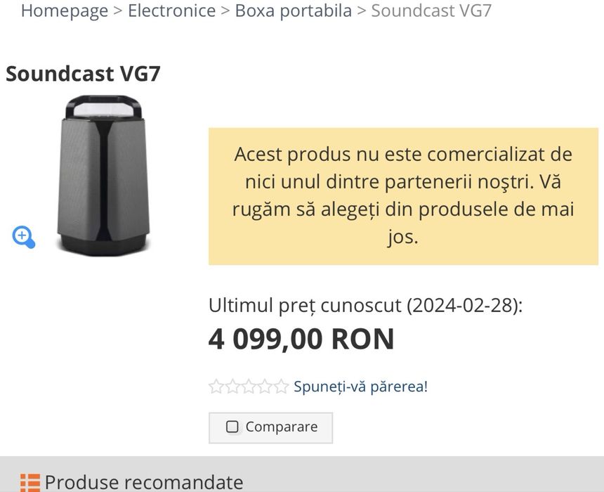 Vând boxă Soundcast VH7