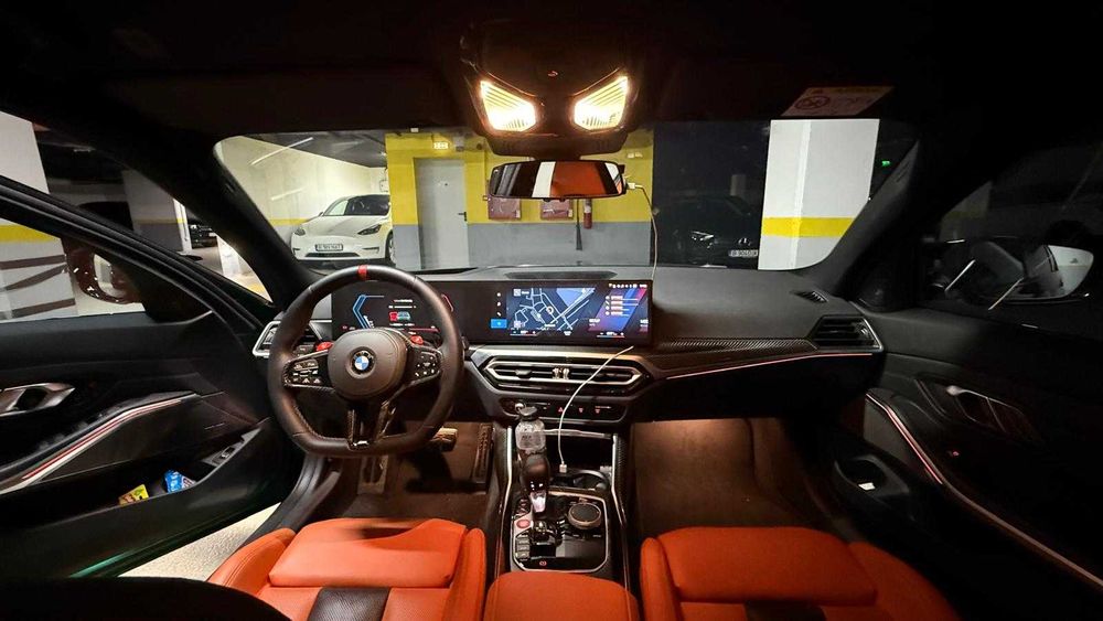 BMW M3 Competition xDrive - HUD, Camera 360, ACC | Isle of man green metallic | Leather Merino/Kyalami orange/black