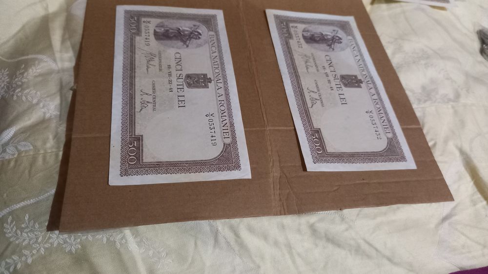 Vand 2 bancnote 500 lei 1941 ieșite din circulatie,de colectie