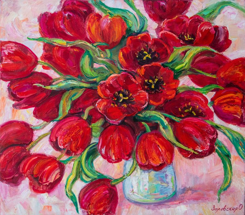 Картина "Тюльпаны." Холст,масло. 75х85 см.