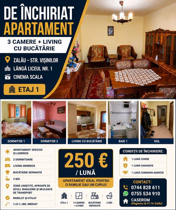 De inchirat 3 camere central pret 250euro