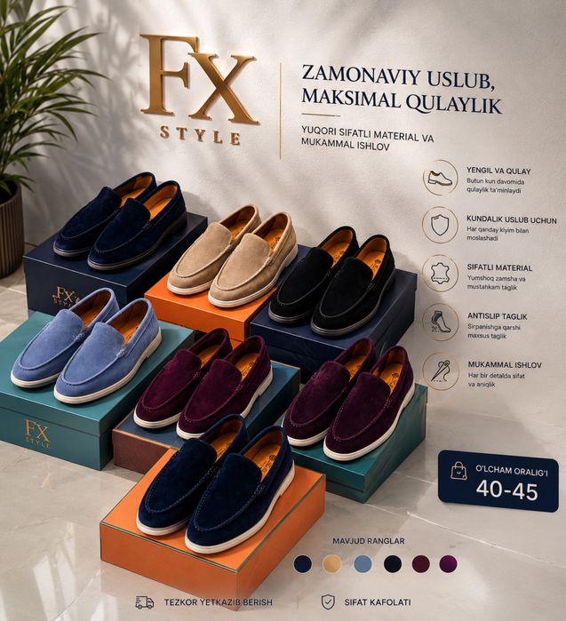 Loro Piana uslubidagi erkaklar loafersi