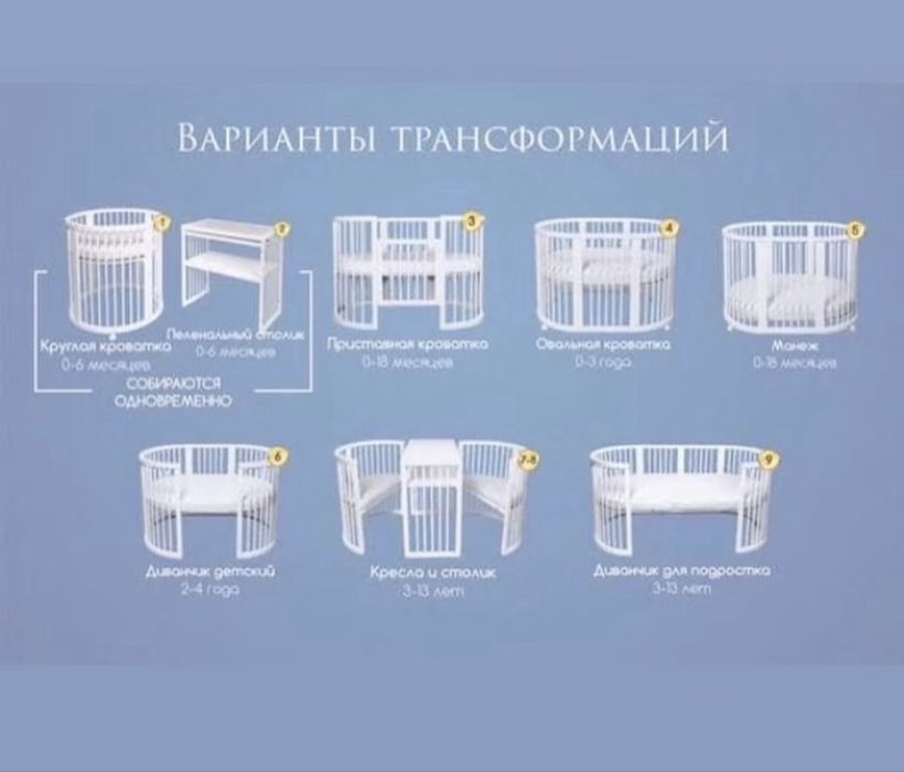 Детская кровать-трансформер 9в1
