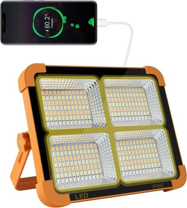 Соларен LED прожектор за външно осветление с USB зареждане