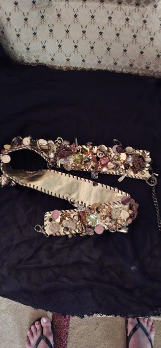 Уникальный женский кожаный позолоченный ремень из Ливана