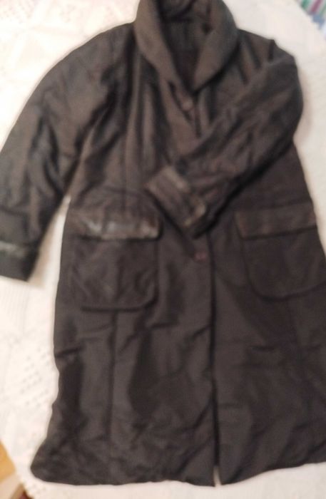 Дълго черно яке – кройка палто с шал яка, XL