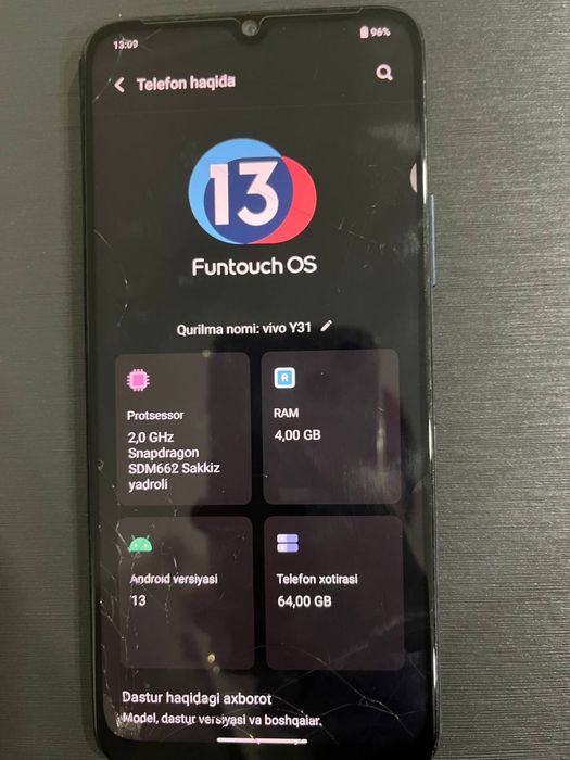 VIVO Y31 aybi ekranida