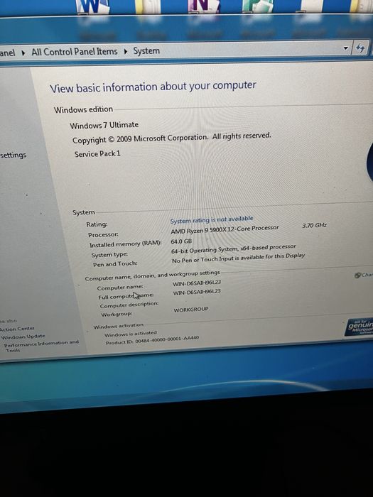 PC Gaming /64 Gb Ram / Ryzen 9 5900x