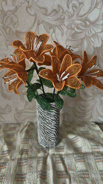 Цветы из бисера ручная работа